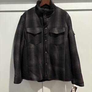 NWT Chaps Quilted Barn Coat Jacket Men M Wool Blend Faux Fur Lined Field Coat
